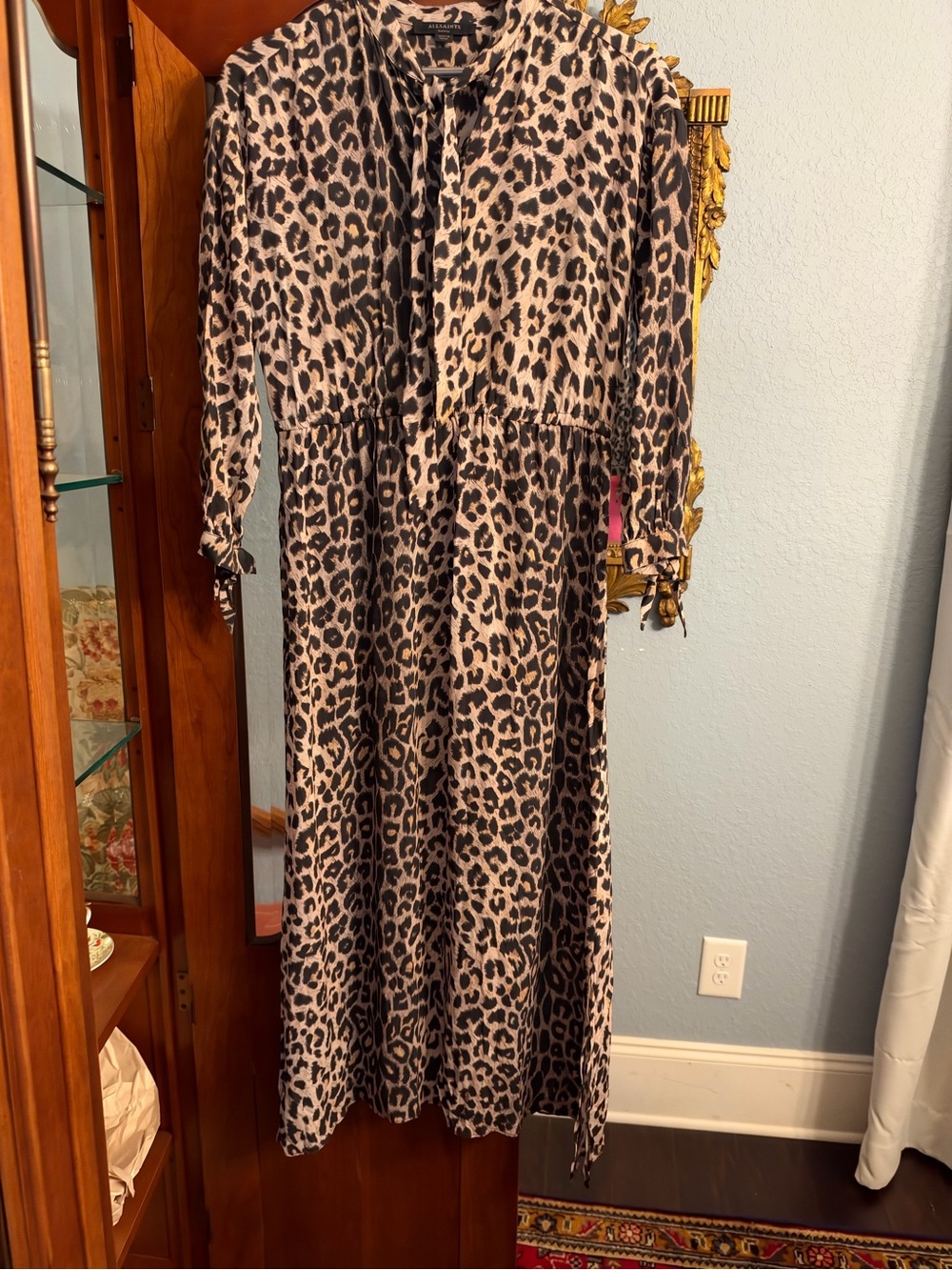 All Saints Leopard-Print Maxi Dress in Beige and Black
